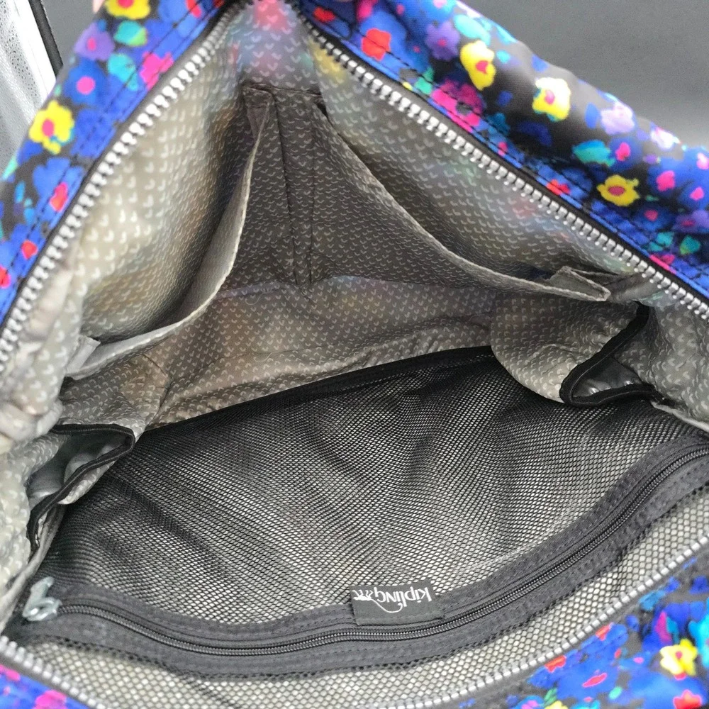 Kipling Floral Print Laptop Messenger Bag Multicolored Nylon Crossbody Travel
